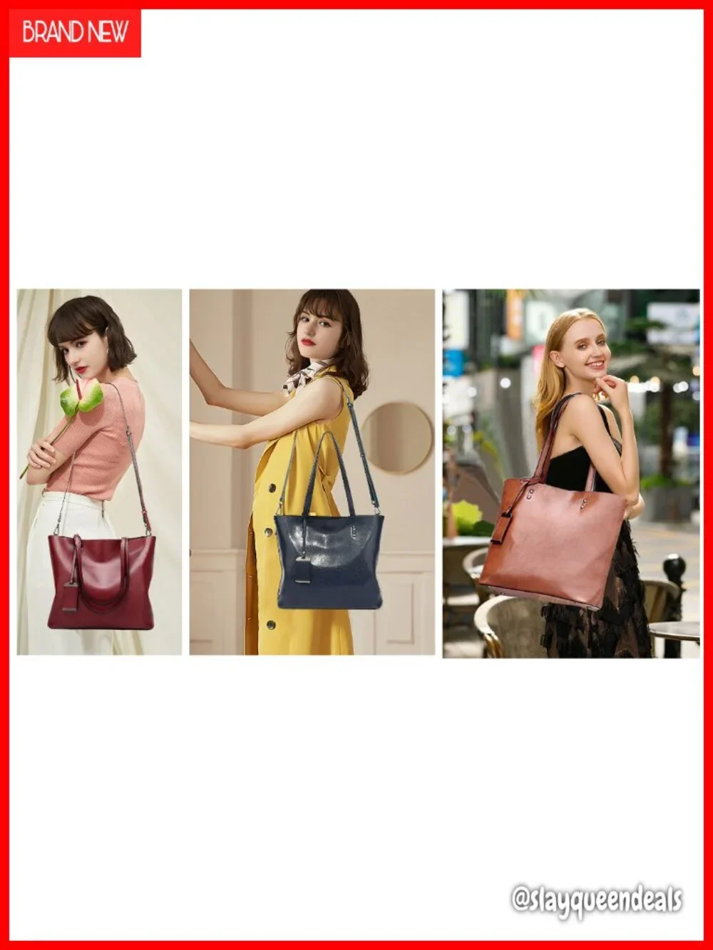Women's Leather Satchel Handbag Tote Shoulder Bag with Removable Strap